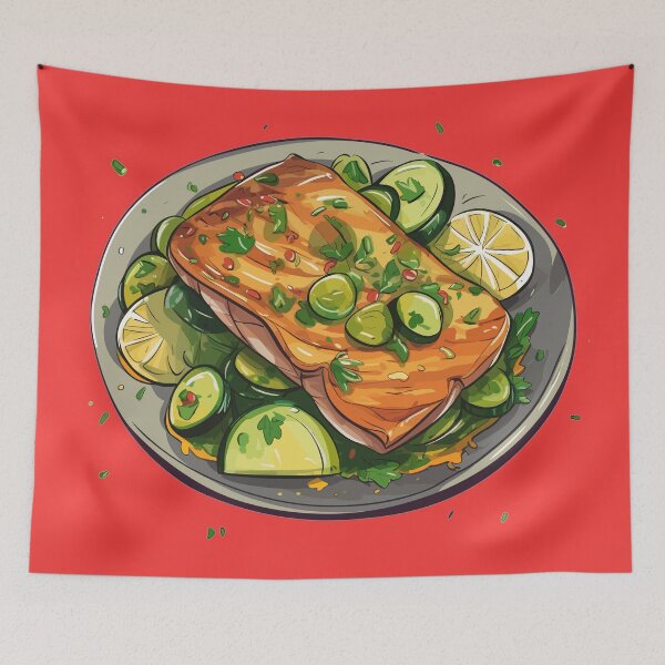 Item preview, Sizzling Grilled Salmon Steak: A Citrusy Delight on Your Plate designed and sold by Sleeygoy.