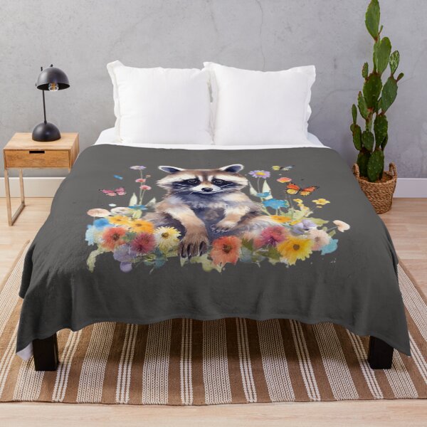 Artikelvorschau, Adorable Racoon with Butterflies entworfen und verkauft von Hibiskusmond.