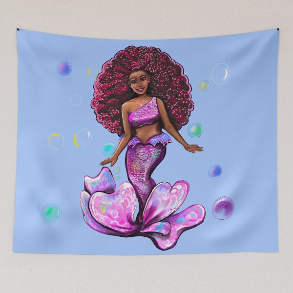 Item preview, Mermaid red Afro hair, African American Mermaid  designed and sold by Artonmytee.