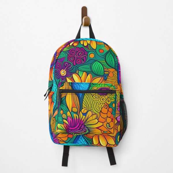 Item preview, Vibrant Colorful Abstract Botanical Flower Power Garden Pattern designed and sold by WitchyWare.