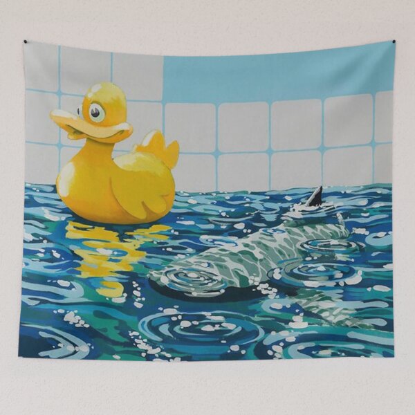 Item preview, Banksy Painting Rubber Duck and Shark Painting designed and sold by HughesPawla.