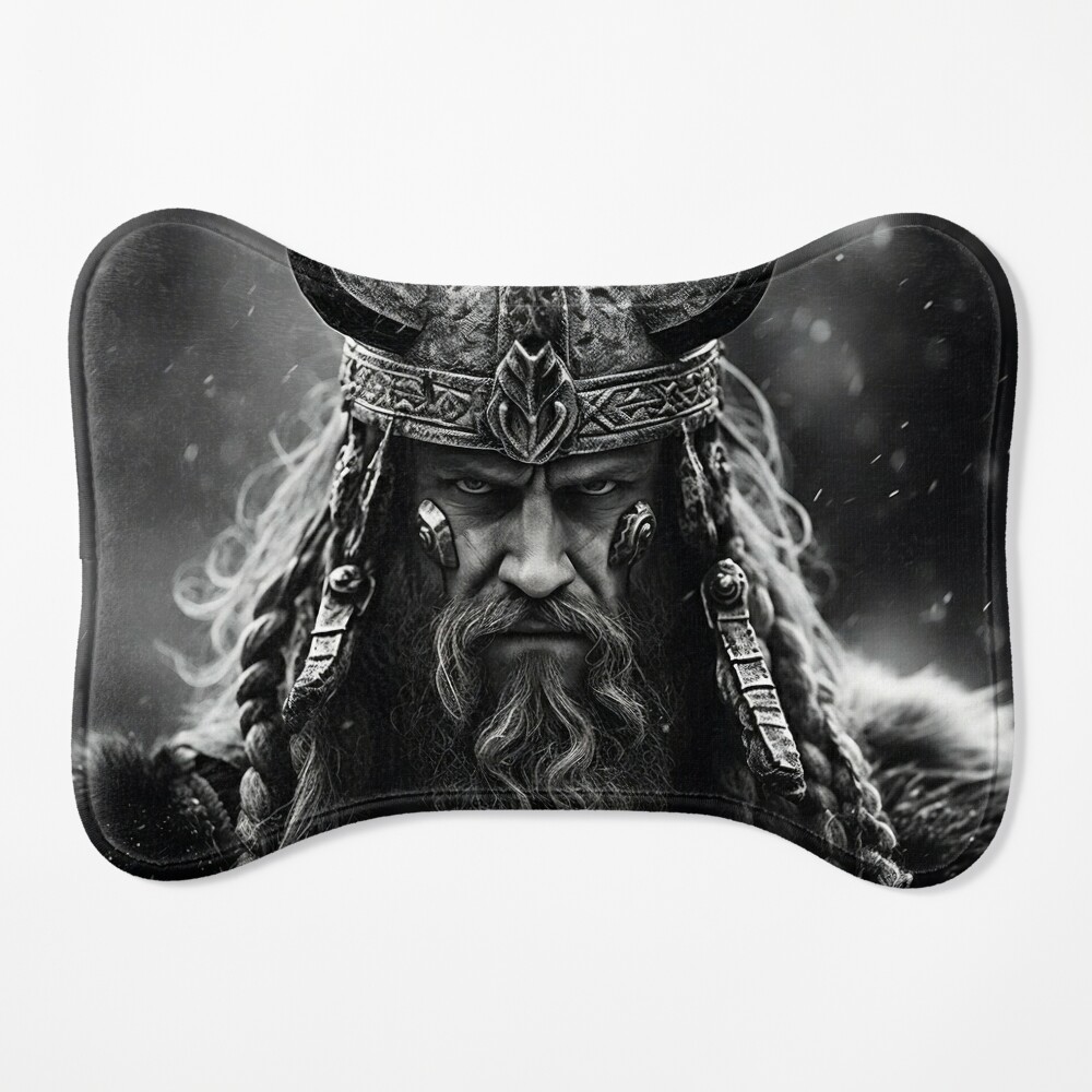 Viking Warrior Norse Black and White Portrait Monochrome Design Crow Horns  Helmet Scandinavian Warrior Poster by BWWallArt