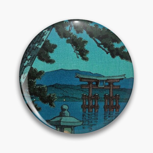 Item preview, Japanese Moonlit Night Gate Sea Hasui Kawase Poster 2023 designed and sold by gracillisJeane.