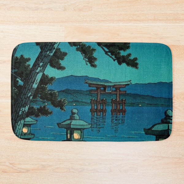 Item preview, Japanese Moonlit Night Gate Sea Hasui Kawase Poster 2023 designed and sold by gracillisJeane.