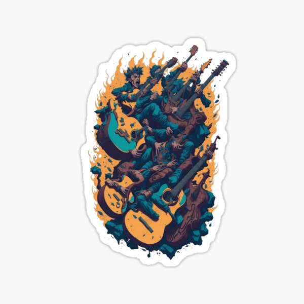 Musicians play guitars, don't be fun and hot. Sticker