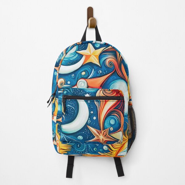 Item preview, Vintage Blue and Golden Celestial Sun, Moon, Stars Abstract Pattern designed and sold by WitchyWare.