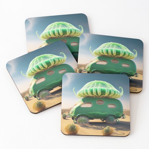 Item preview, Green caravan and jellyfish designed and sold by jsebouvi.