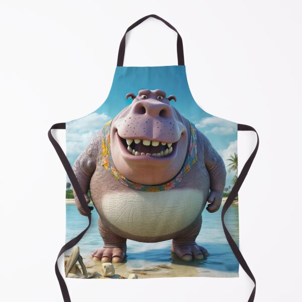 Item preview, Sandy Serenity - Joyful Cartoon Hippo on Beach Illustration designed and sold by DoPrint.