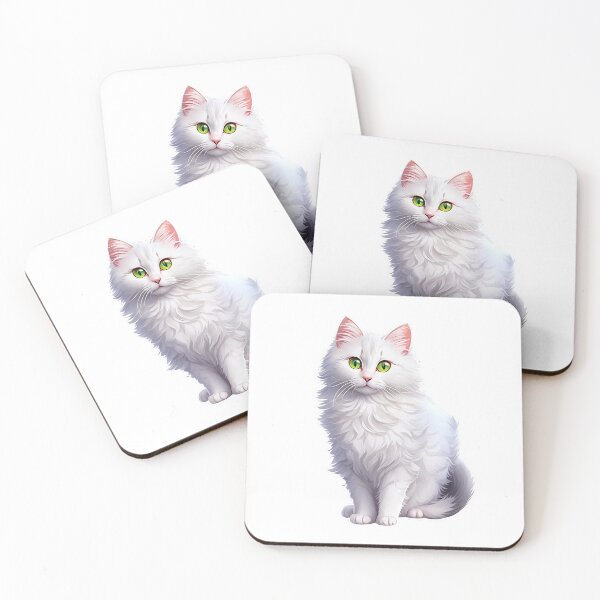 Item preview, Cute Cat Sticker of a Turkish Angora Cat designed and sold by PrintfulClipart.