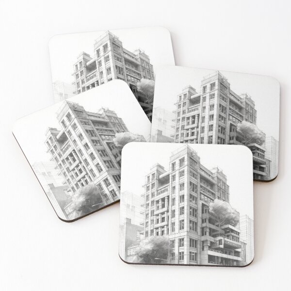 Item preview, New York Building Style Pencil Drawing designed and sold by iconiquehk.