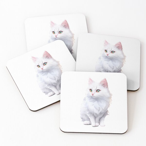Item preview, Cute Cat Sticker of a Turkish Angora Cat designed and sold by PrintfulClipart.