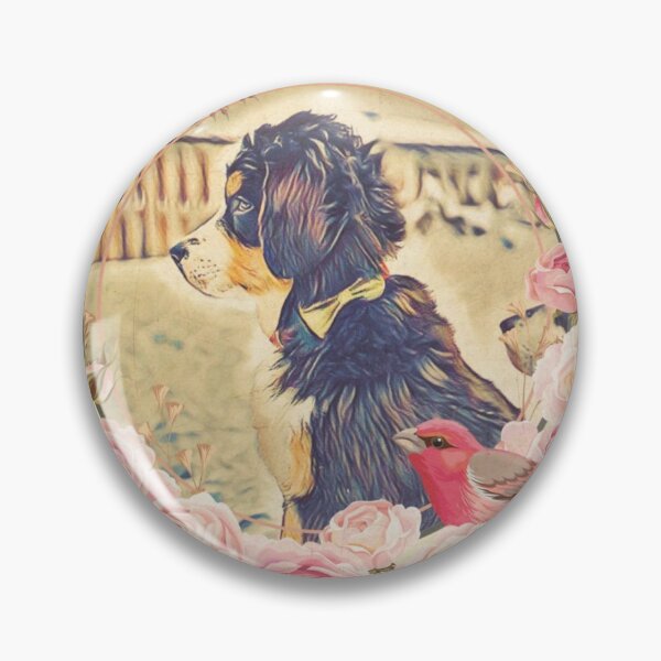 Item preview, pretty vintage pink Bernese Mountain Dog designed and sold by Bitchien.