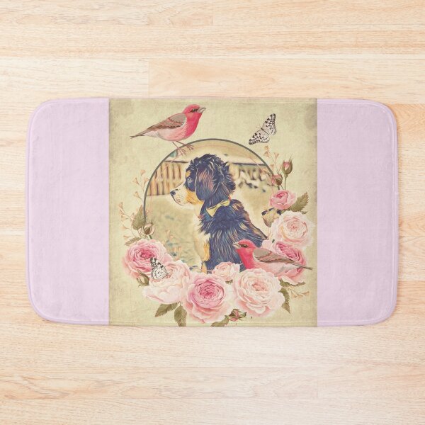 Item preview, pretty vintage pink Bernese Mountain Dog designed and sold by Bitchien.