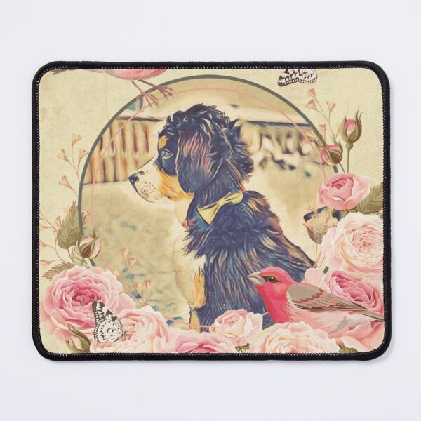 Item preview, pretty vintage pink Bernese Mountain Dog  designed and sold by Bitchien.