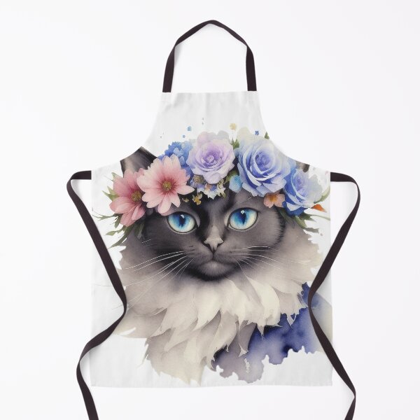 Item preview, Cat with blue flowers designed and sold by Harmonysens.