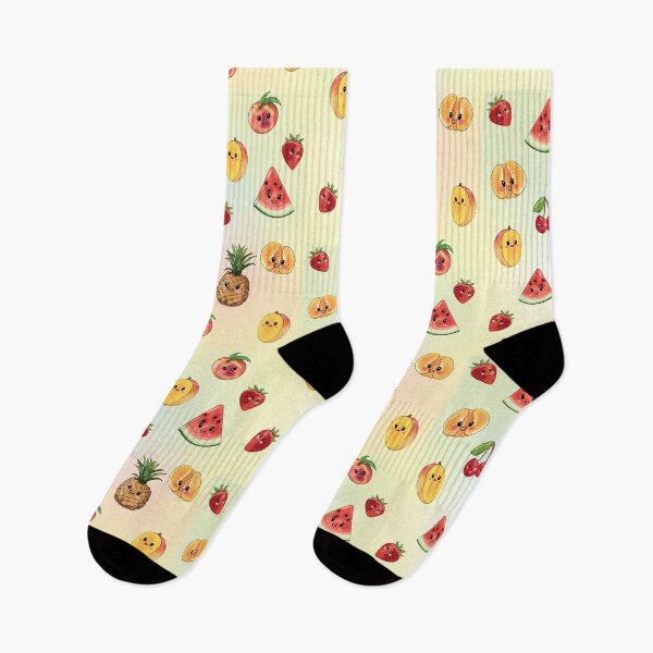Item preview, Summer fruit party - cute pattern with smily fruits peach mango pineapple berries designed and sold by HajnalkArt.