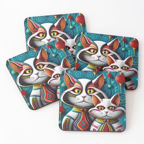 Item preview, Painted colorful funny cats mosaic designed and sold by HappyTrippy.