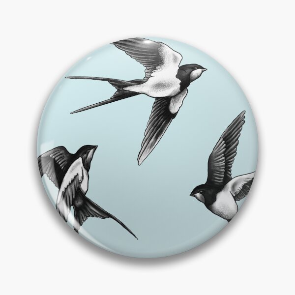 Item preview, Swallow Trio in Flight Blue Pattern designed and sold by TerezaValkova.