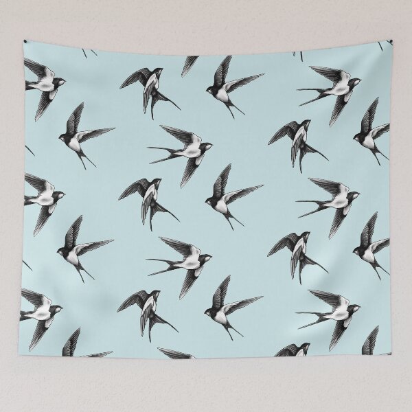 Item preview, Swallow Trio in Flight Blue Pattern designed and sold by TerezaValkova.