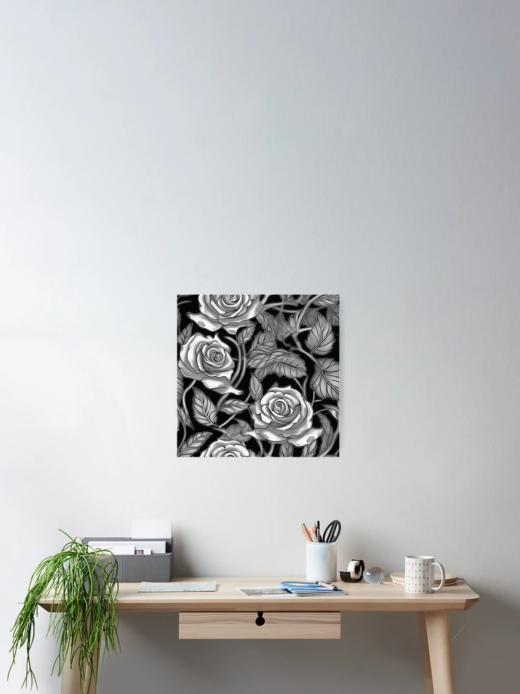 Thumbnail 2 of 3, Poster, A Silver Roses Pattern designed and sold by StudioRedKoala.