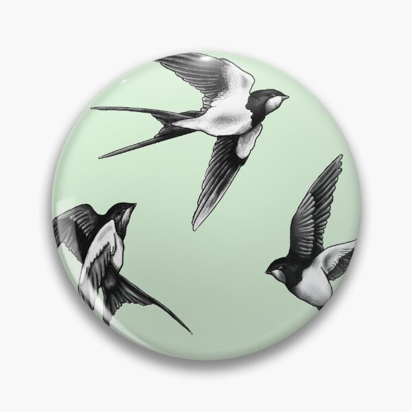 Item preview, Swallow Trio in Flight Green Pattern designed and sold by TerezaValkova.