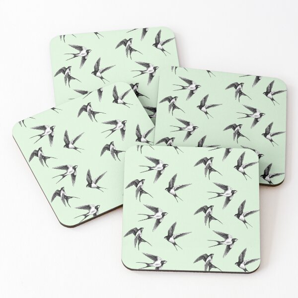 Item preview, Swallow Trio in Flight Green Pattern designed and sold by TerezaValkova.