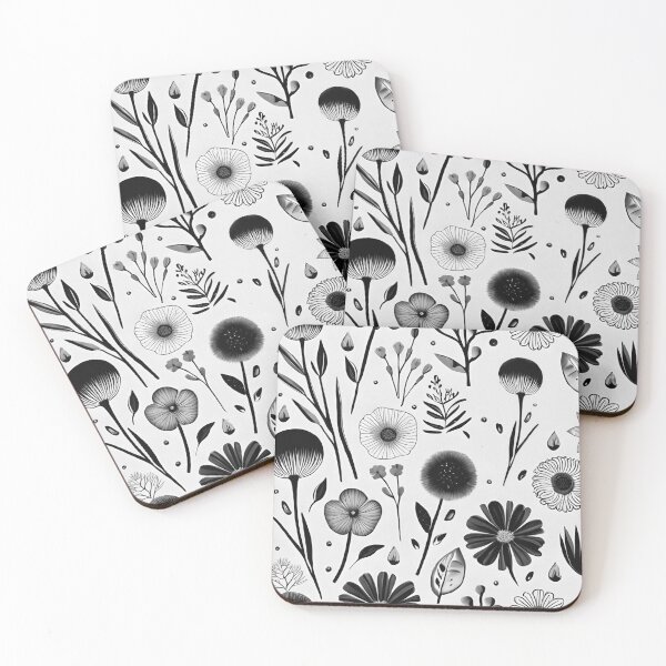 Item preview, Black and white flowers pattern designed and sold by vocej.