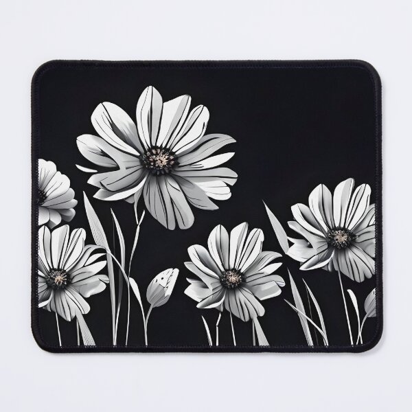 Item preview, White flowers in black background designed and sold by vocej.