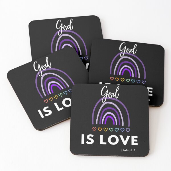 Item preview, Purple Rainbow God is Love - Cute 7 Colour Hearts Gods Promises Bible Verse Christian designed and sold by Ceramic Scripture.