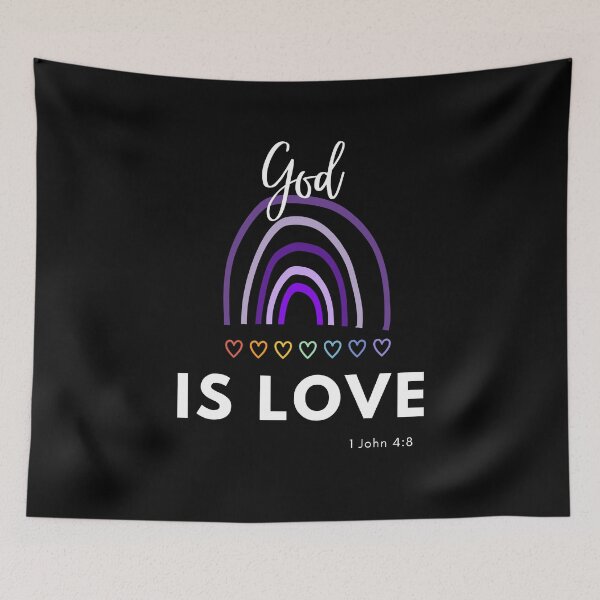 Item preview, Purple Rainbow God is Love - Cute 7 Colour Hearts Gods Promises Bible Verse Christian designed and sold by Ceramic Scripture.