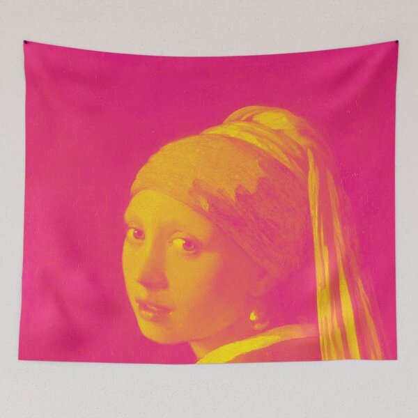 Item preview, Johannes Vermeer - Girl with a Pearl Earring - Pink yellow designed and sold by Clas6.
