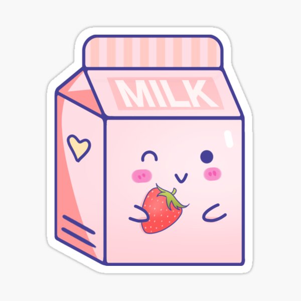 Lait Fraise Kawaii Sticker