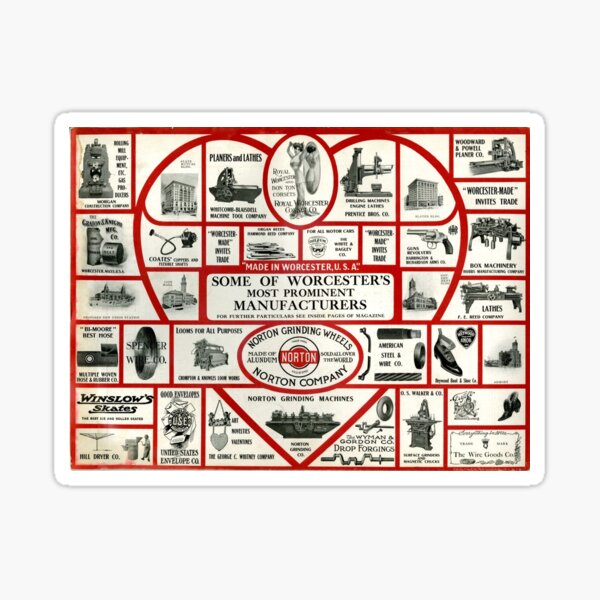 Item preview, Worcester Massachusetts Prominent Manufacturers from 1909 designed and sold by Nostalgia Tees, Stickers, Art & More.