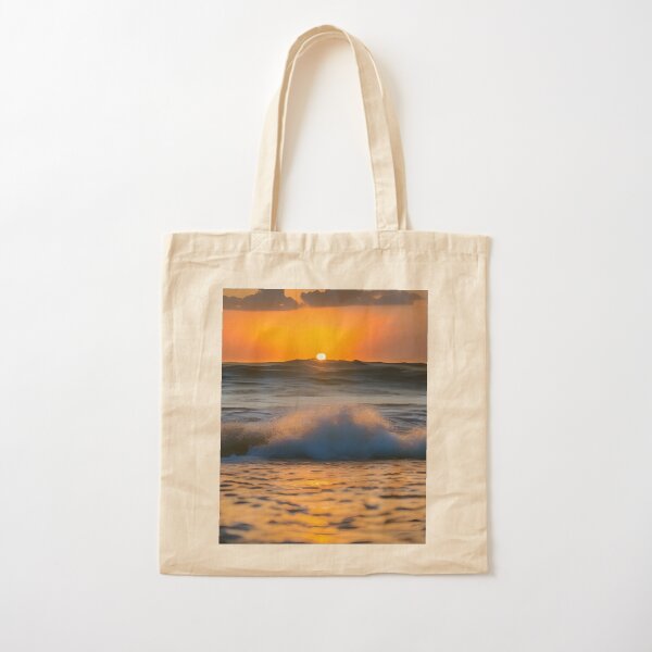 Waves crashing on a Beach at Sunset Cotton Tote Bag