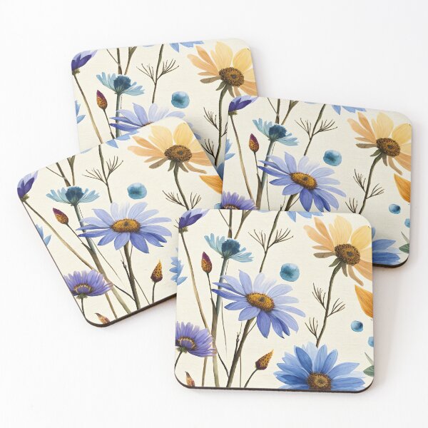 Item preview, Blue flowers drawning, abstact, watercolor designed and sold by vocej.