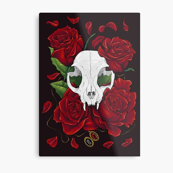 Skull & Roses Metal Print