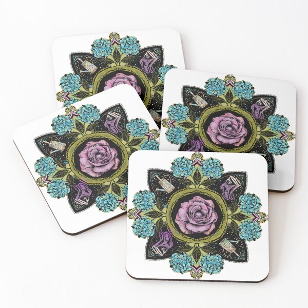 Item preview, mandaala for gardener with rose and hydrangeas designed and sold by Hennagirl.