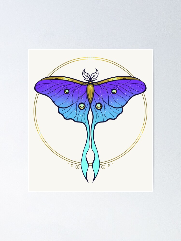 Gold Galaxy Luna Moth (midnight) Poster for Sale by Ivonnii