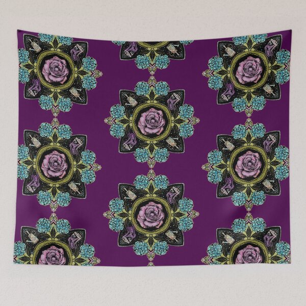 Item preview, mandaala for gardener with rose and hydrangeas designed and sold by Hennagirl.