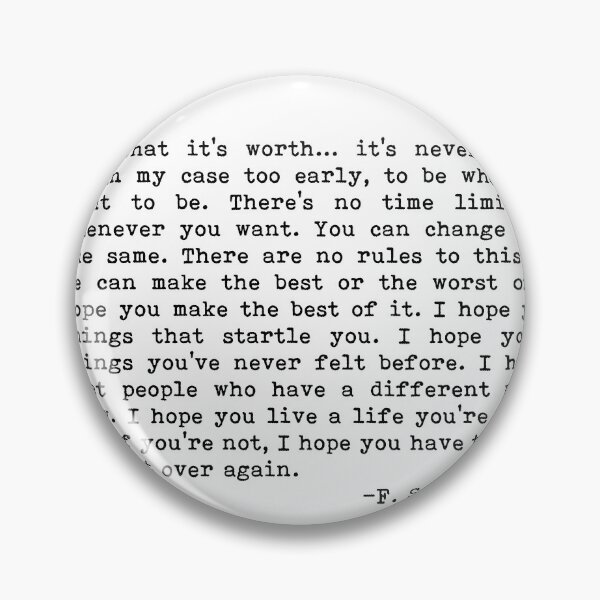 Item preview, F. Scott Fitzgerald - For what it’s worth... designed and sold by Clas6.