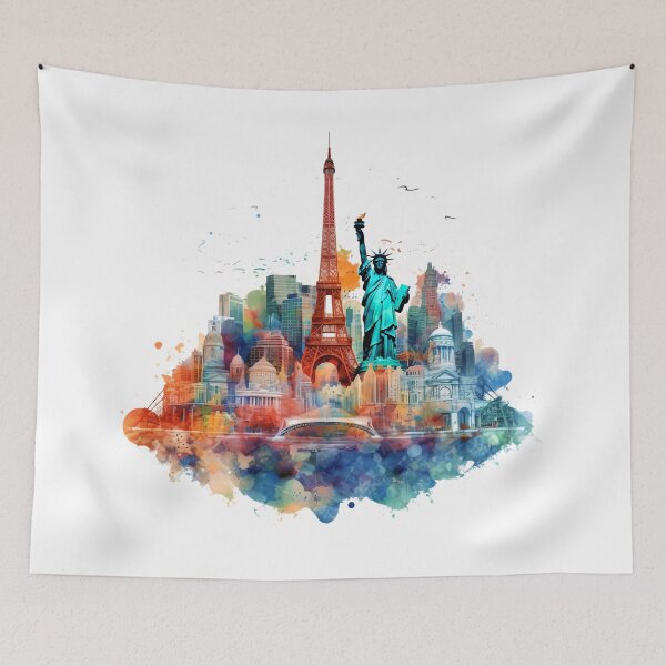 Item preview, colorful abstract fantasy collage of known buildings designed and sold by Picture-Art.
