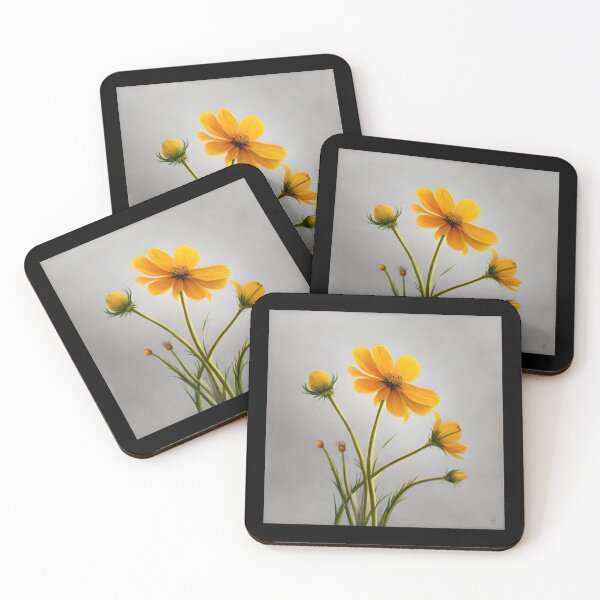 Item preview, yellow cosmos flowers framed designed and sold by Mohamedprf.
