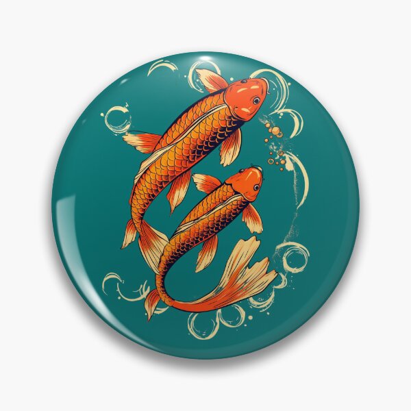 Artikelvorschau, An image of two koi fish, in the style of illustrations in the Victorian style Japanese lithograph. entworfen und verkauft von Kiyomi Mizushima.