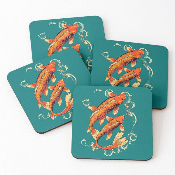 Item preview, An image of two koi fish, in the style of illustrations in the Victorian style Japanese lithograph. designed and sold by Kiyomi  Mizushima.