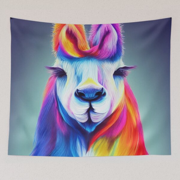 Item preview, The colorful Karma Lama unicorn Edna - A magical representative of freedom designed and sold by Pixelboys.