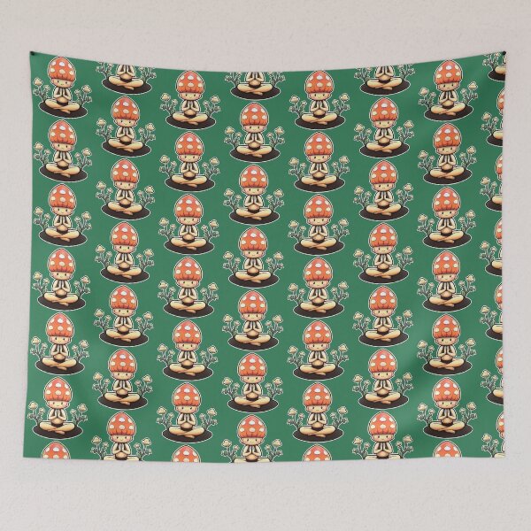 Item preview, Meditating Mushroom And Flowers | Green | Spiritual, Funny, Kawaii, Cute designed and sold by FantasySoul.