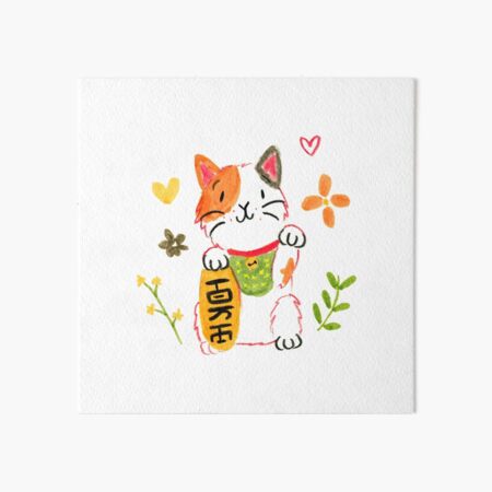 Lucky Cat Drawing Art Board Print