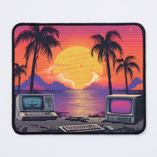 Item preview, Retro Computer Sunset Art Print | Vintage Tech Vibes designed and sold by Print Finds.