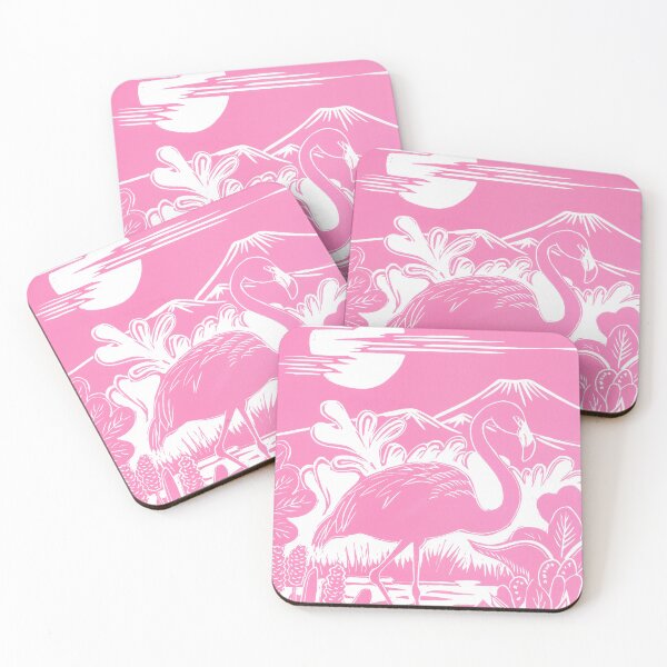 Item preview, Flamingo in a jungle lake Linocut designed and sold by Maddy Bennett.