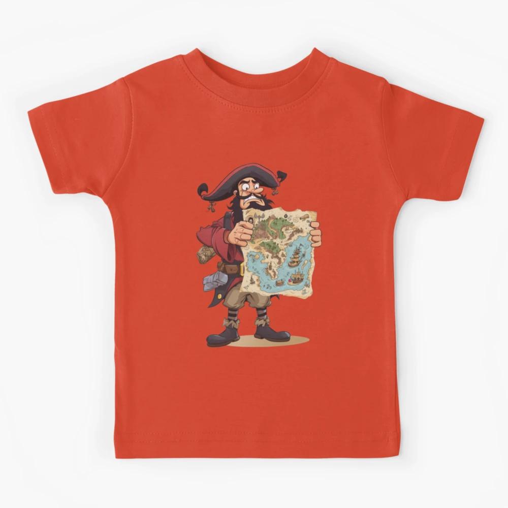 Cartoon pirate with a treasure map. Kids T-Shirt for Sale by DEGryps
